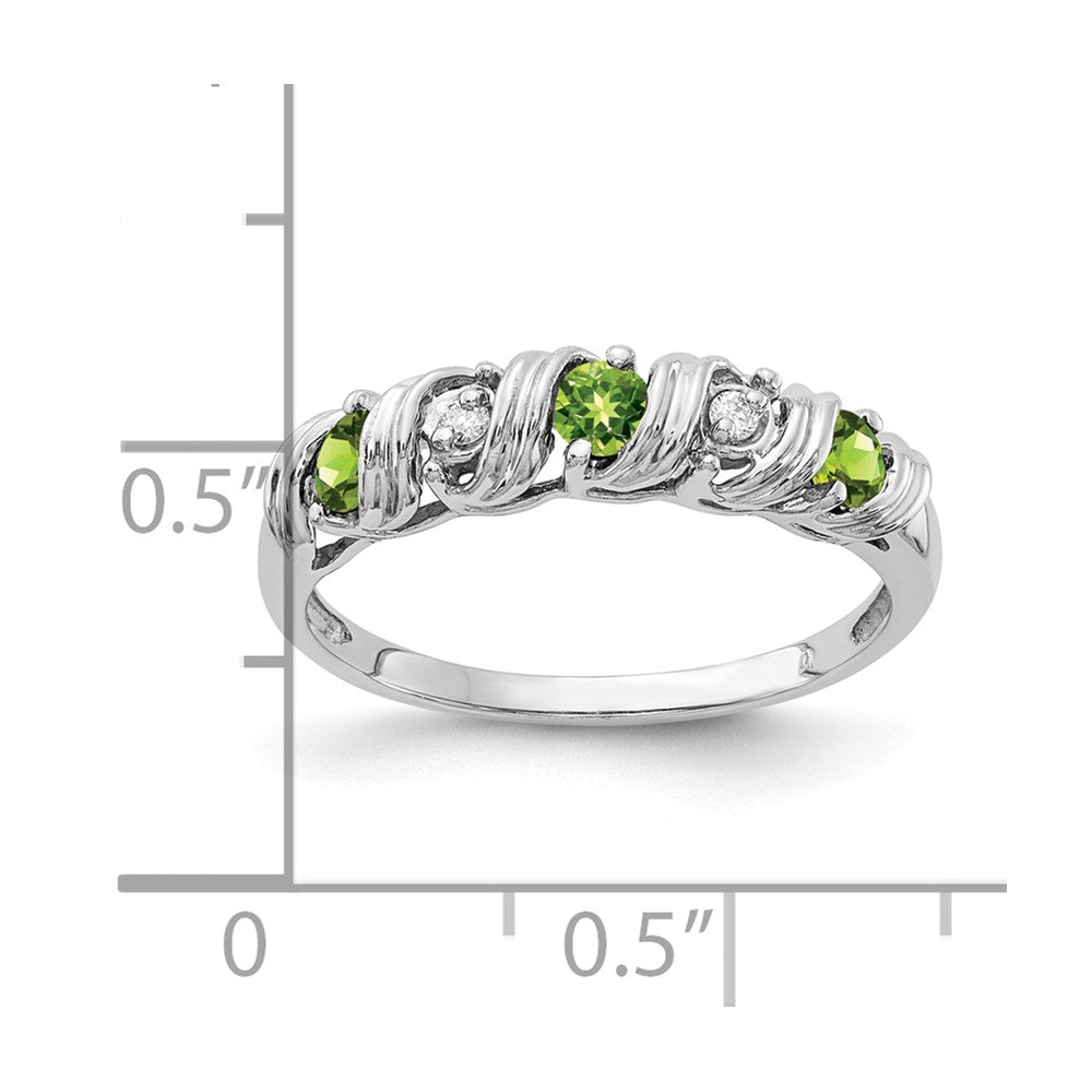 14K Weißgold 2.75mm Peridot A Echt Diamant Ring