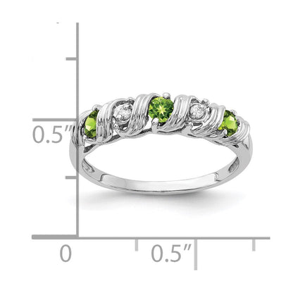 14K Weißgold 2.75mm Peridot A Echt Diamant Ring