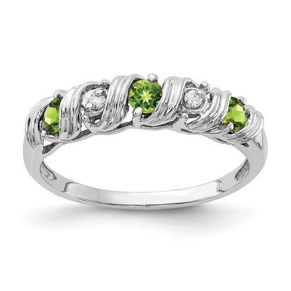 14K Weißgold 2.75mm Peridot A Echt Diamant Ring