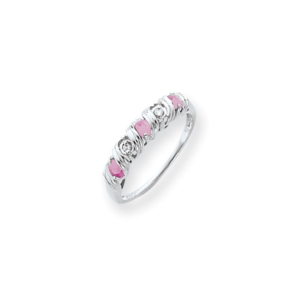 14K Weißgold 2.75mm Rosa Turmalin A Diamant Ring