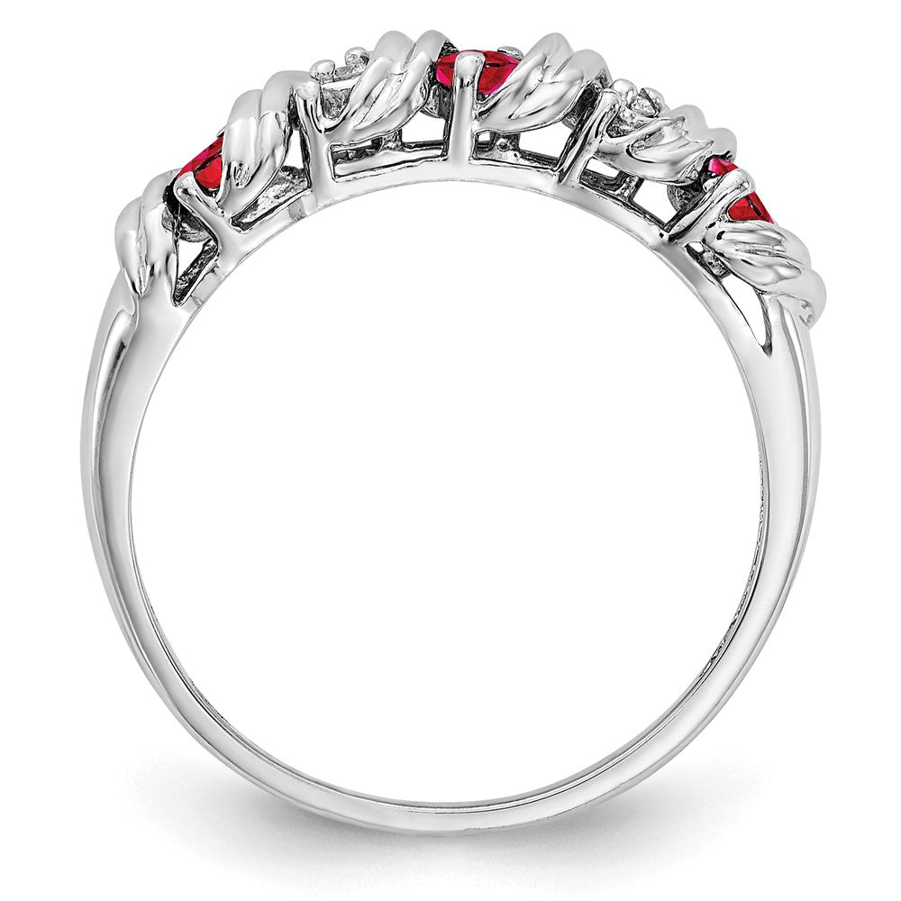 14K Weißgold 2.75mm Rubin A Echt Diamant Ring