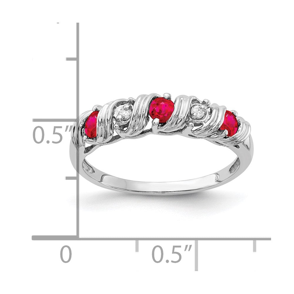 14K Weißgold 2.75mm Rubin A Echt Diamant Ring