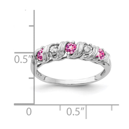 14K Weißgold 2.75mm Rosa Saphir Aa Diamant Ring
