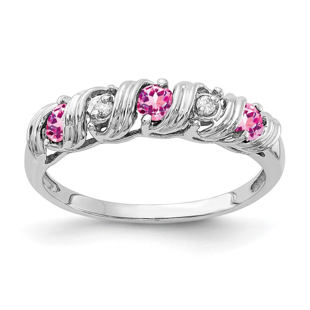 14K Weißgold 2.75mm Rosa Saphir Aa Diamant Ring