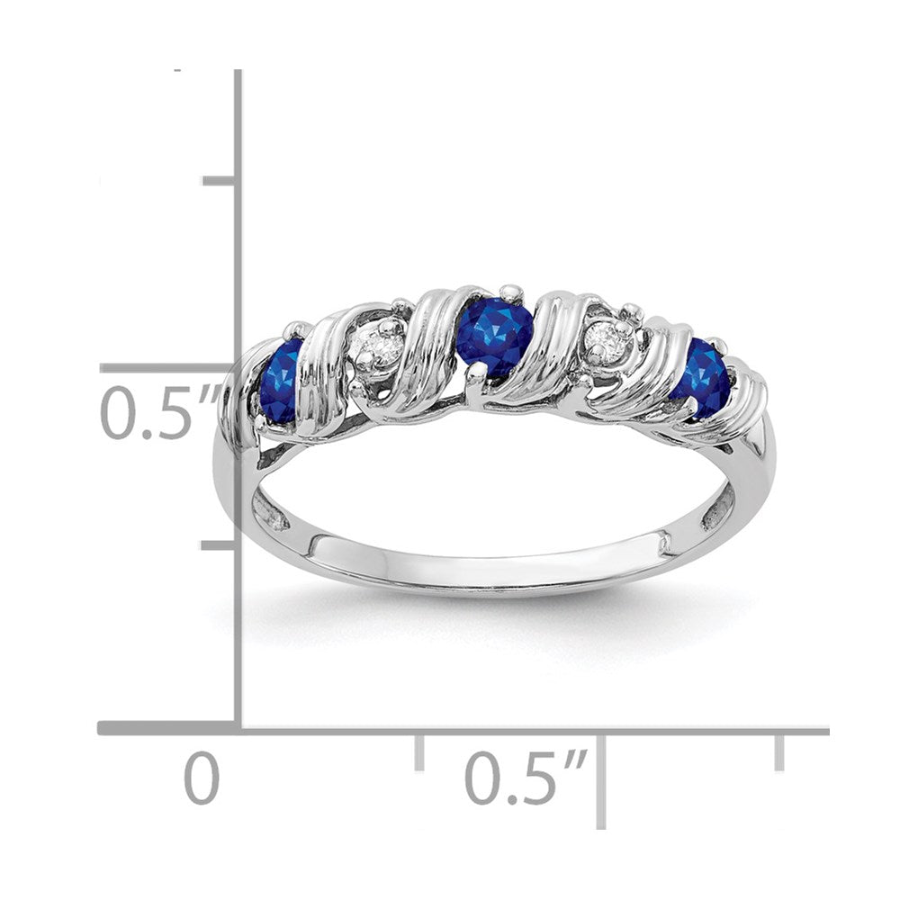 14K Weißgold 2.75mm Saphir A Echt Diamant Ring