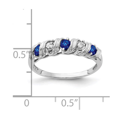 14K Weißgold 2.75mm Saphir A Echt Diamant Ring