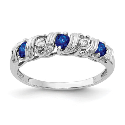14K Weißgold 2.75mm Saphir A Echt Diamant Ring