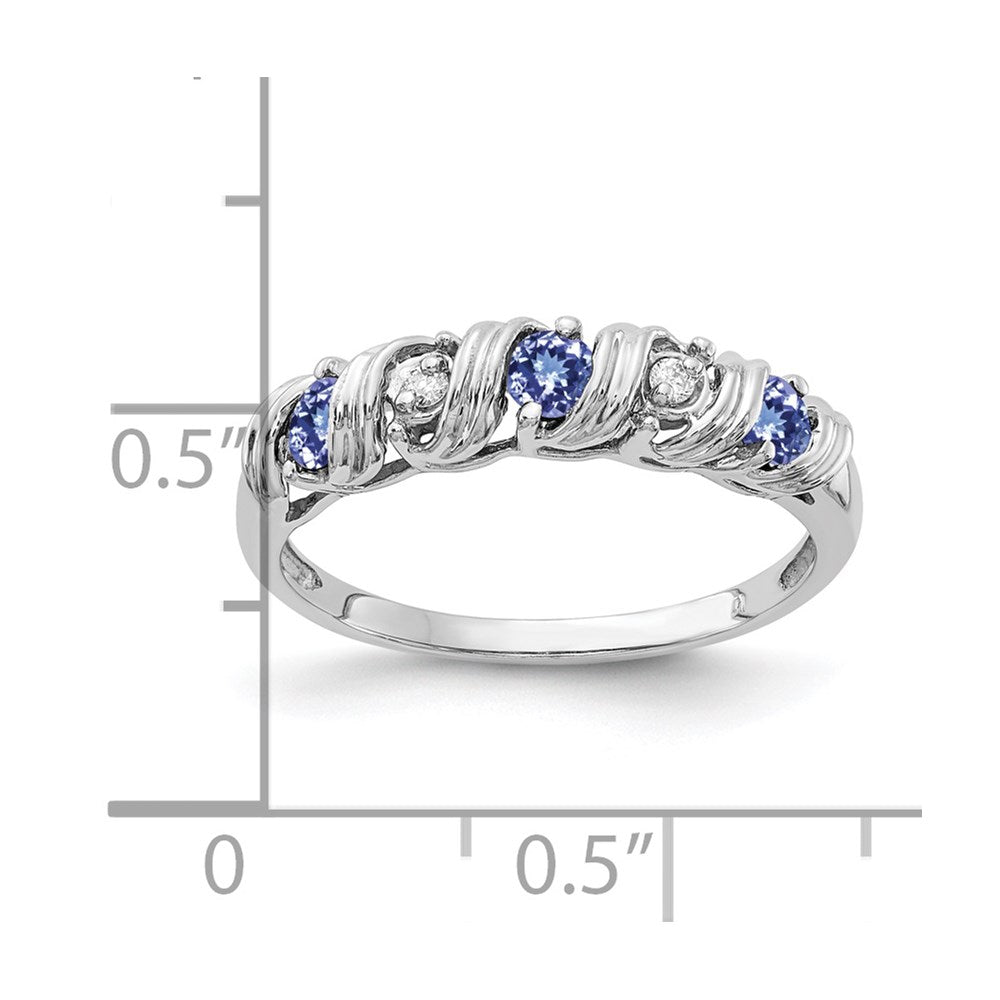 14K Weißgold 2.75mm Tansanit A Diamant Ring