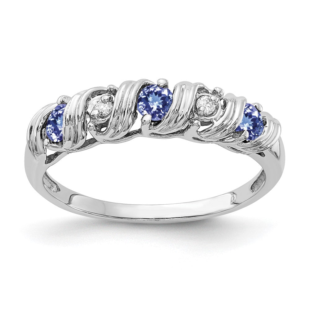 14K Weißgold 2.75mm Tansanit A Diamant Ring