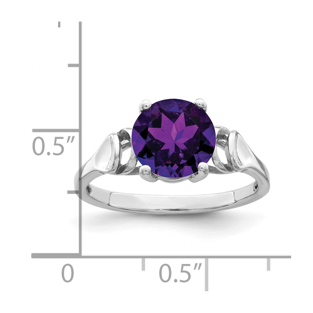 14K Weißgold Ring mit Amethyst, 8 mm