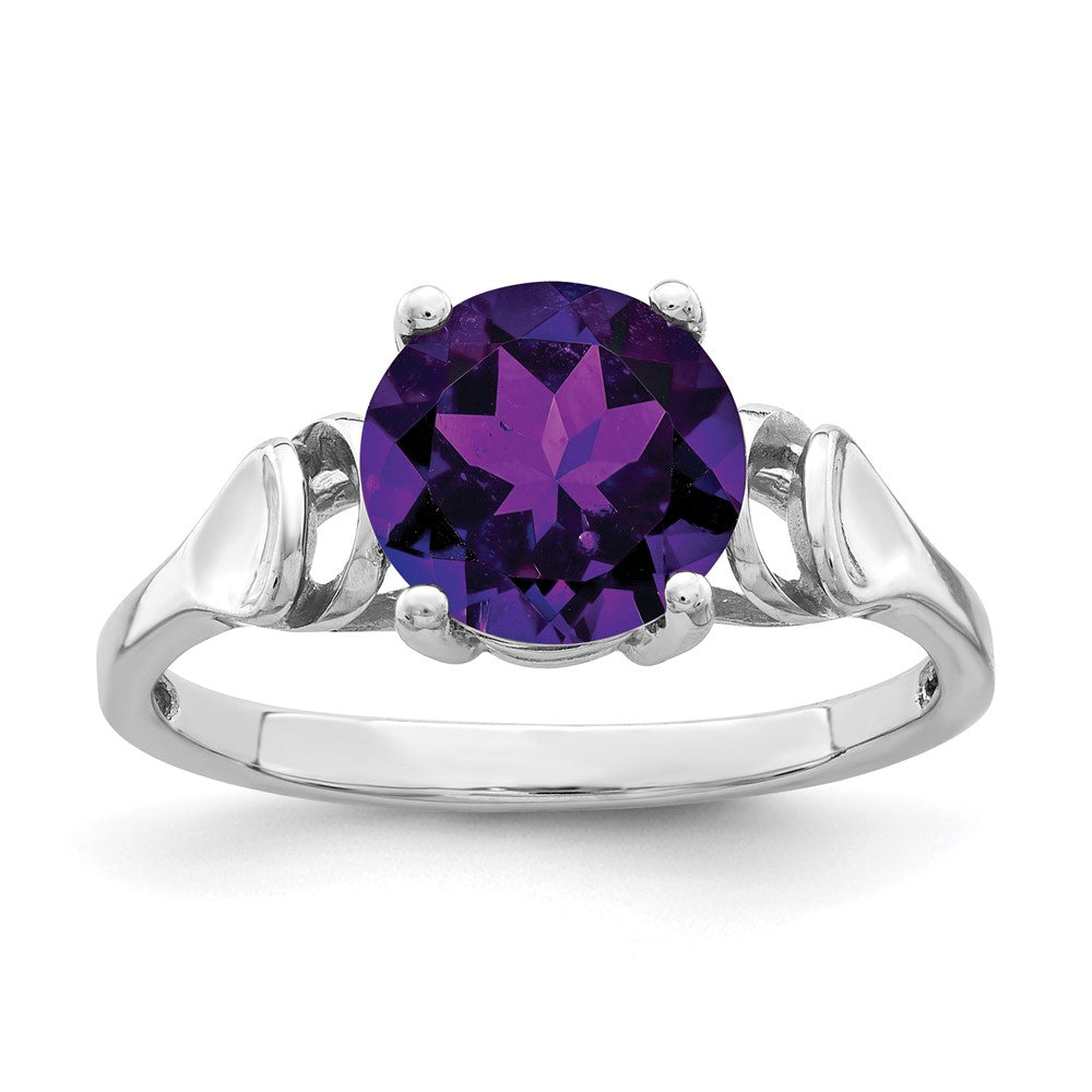 14K Weißgold Ring mit Amethyst, 8 mm