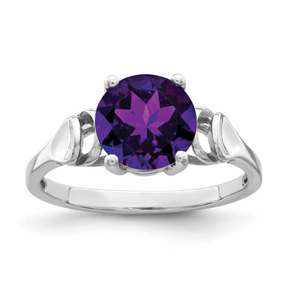 14K Weißgold Ring mit Amethyst, 8 mm