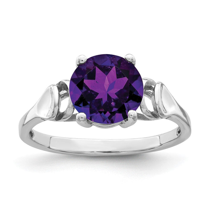 14K Weißgold Ring mit Amethyst, 8 mm