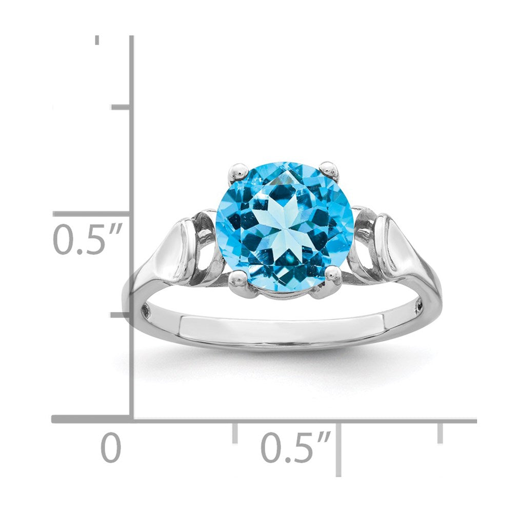14K Weißgold Ring mit blauem Topas, 8 mm