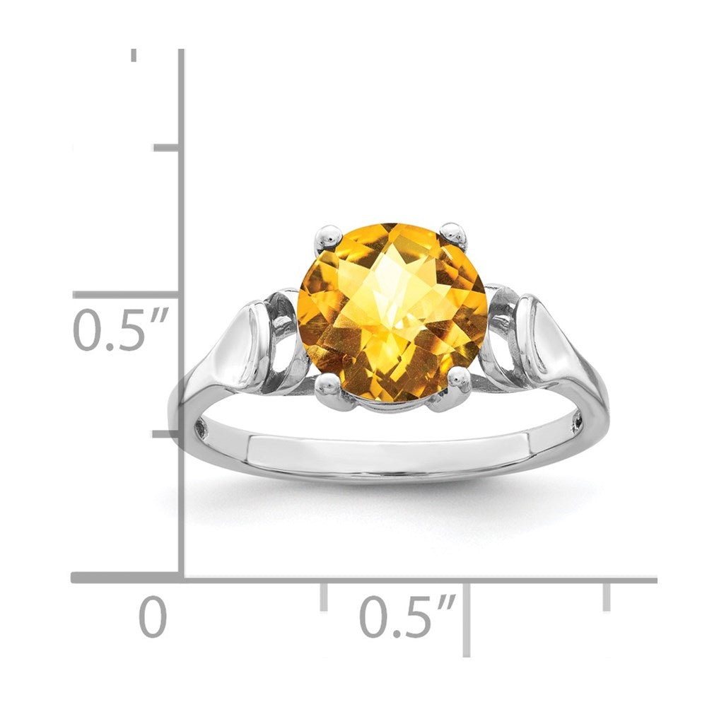 14K Weißgold Ring mit Citrin im Karo-Schliff, 8 mm