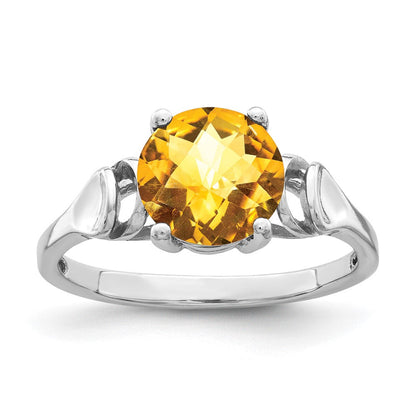 14K Weißgold Ring mit Citrin im Karo-Schliff, 8 mm