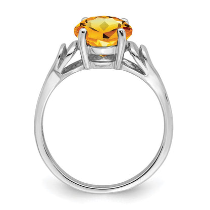 14K Weißgold Ring mit Citrin, 8 mm