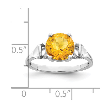 14K Weißgold Ring mit Citrin, 8 mm