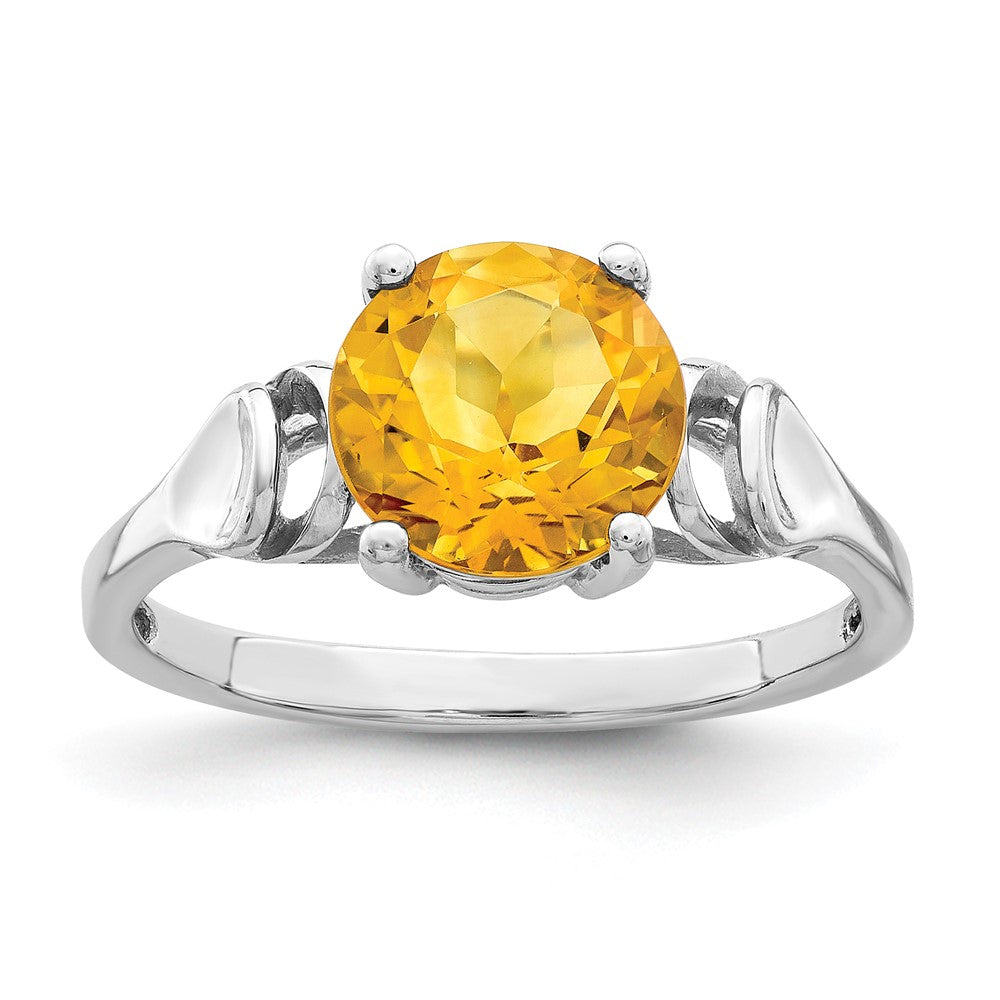 14K Weißgold Ring mit Citrin, 8 mm