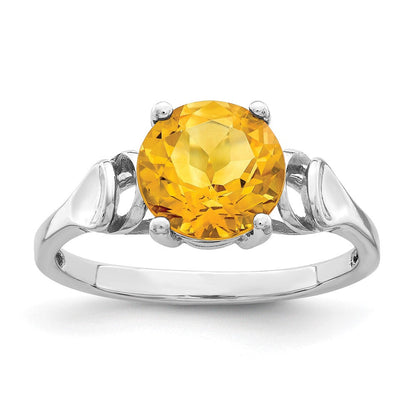 14K Weißgold Ring mit Citrin, 8 mm