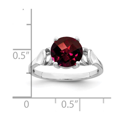 14K Weißgold Ring mit Granat im Karo-Schliff, 8 mm
