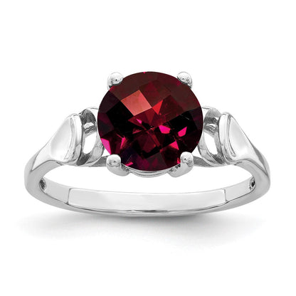 14K Weißgold Ring mit Granat im Karo-Schliff, 8 mm