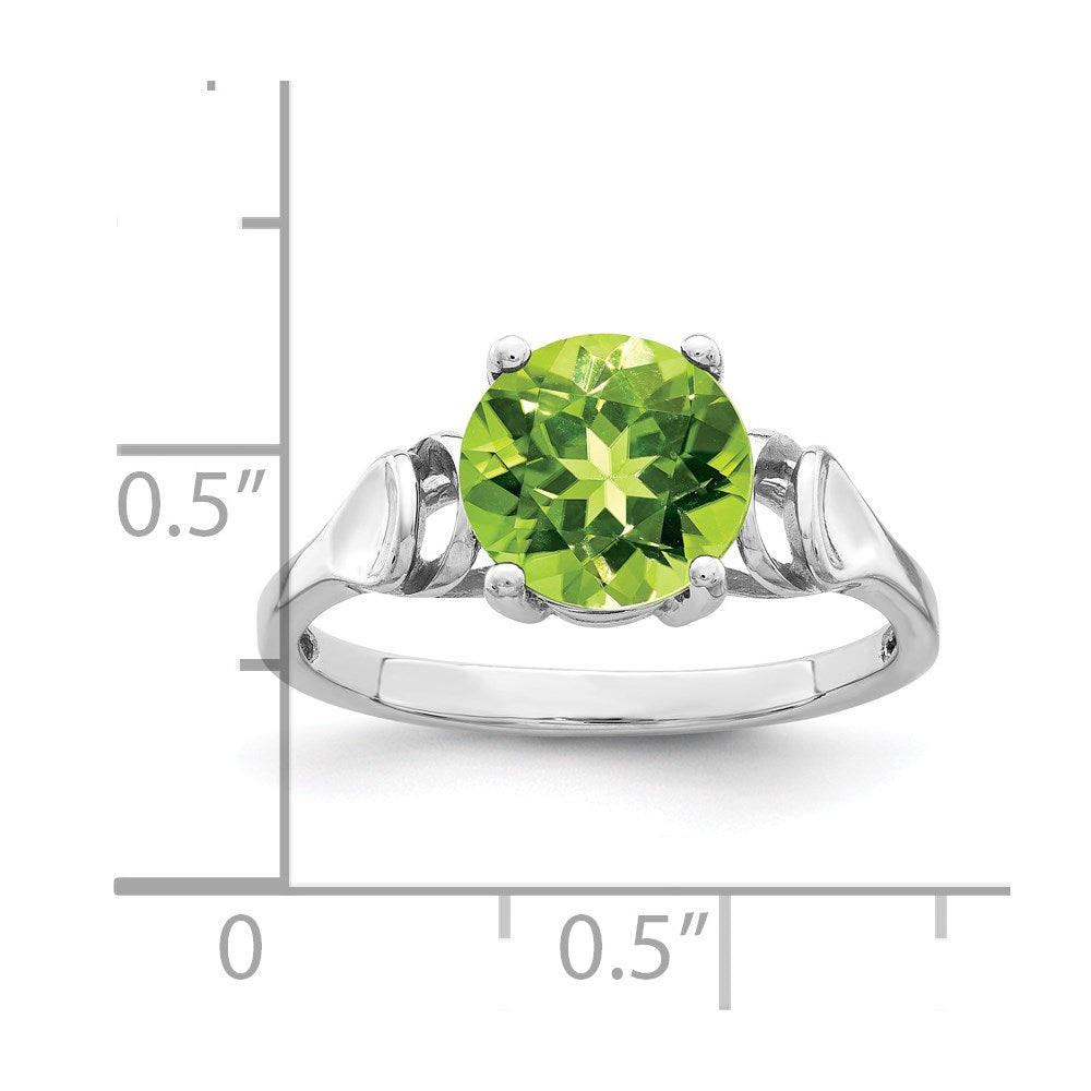 14K Weißgold Ring mit Peridot, 8 mm