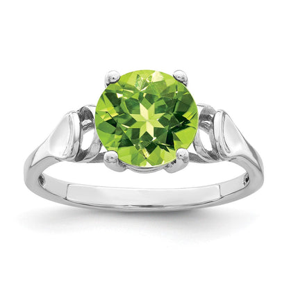 14K Weißgold Ring mit Peridot, 8 mm
