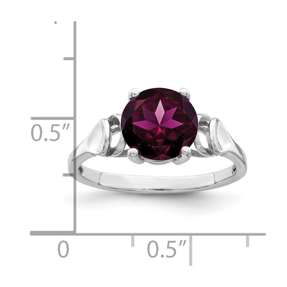 14K Weißgold Ring mit Rhodolith-Granat, 8 mm