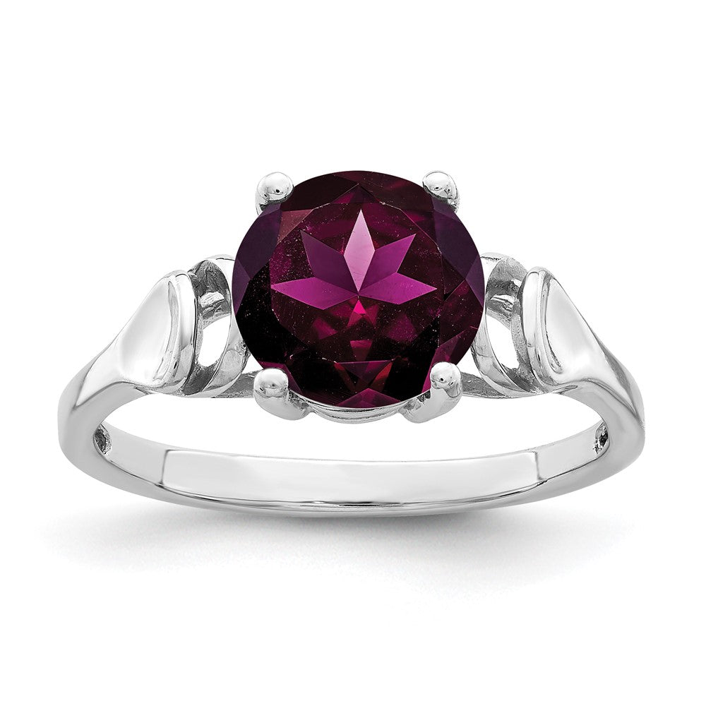 14K Weißgold Ring mit Rhodolith-Granat, 8 mm