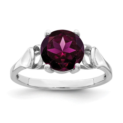 14K Weißgold Ring mit Rhodolith-Granat, 8 mm