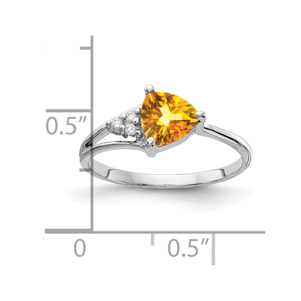 14K Weißgold 6mm Citrin A Diamant Ring