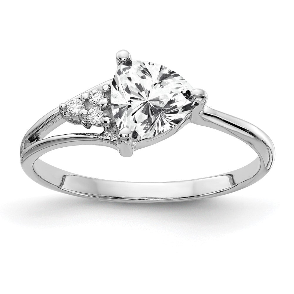 14K Weißgold 6mm Zirkonia Vs Diamant Ring
