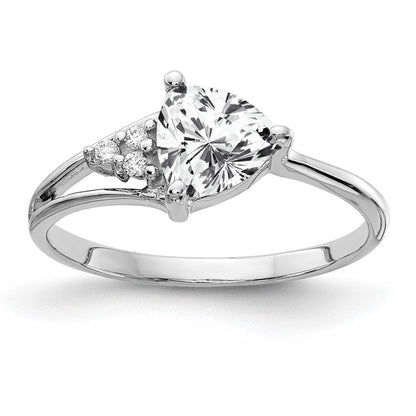 14K Weißgold 6mm Zirkonia Vs Diamant Ring