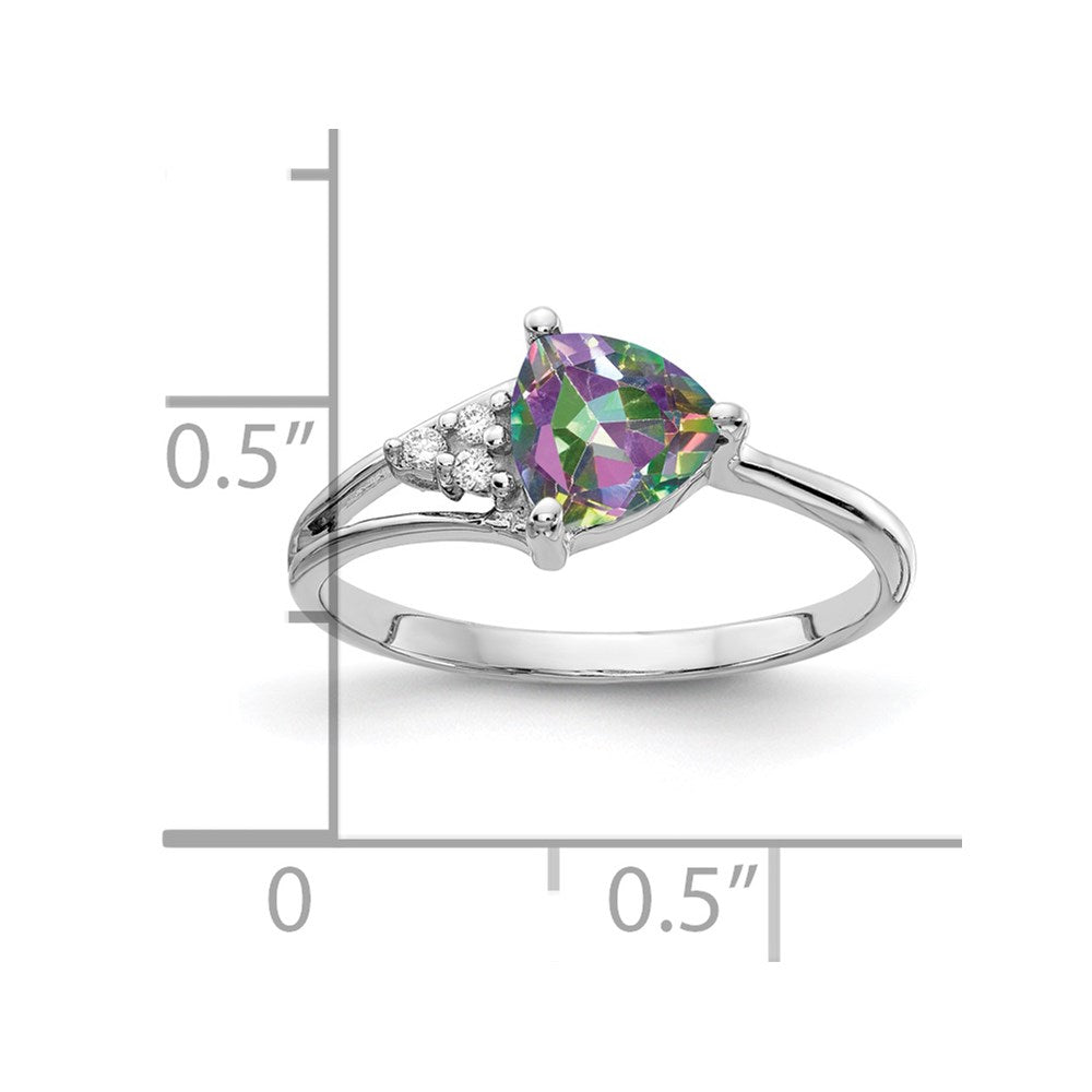 14K Weißgold 6mm Feuer Topas Aaa Diamant Ring