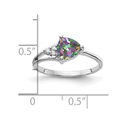 14K Weißgold 6mm Feuer Topas Aaa Diamant Ring