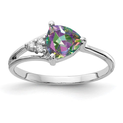 14K Weißgold 6mm Feuer Topas Aaa Diamant Ring
