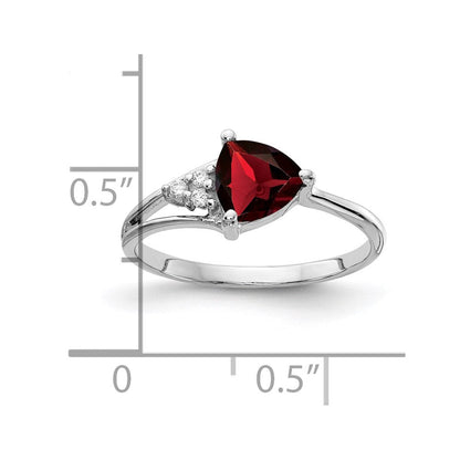 14K Weißgold 6mm Granat Aa Diamant Ring