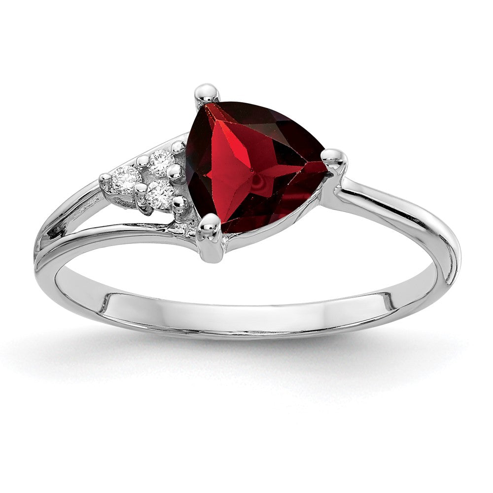 14K Weißgold 6mm Granat Aaa Diamant Ring