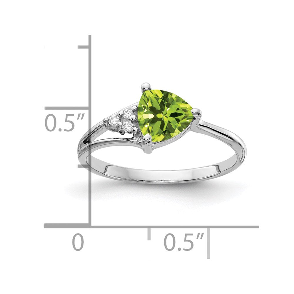 14K Weißgold 6mm Peridot Vs Diamant Ring
