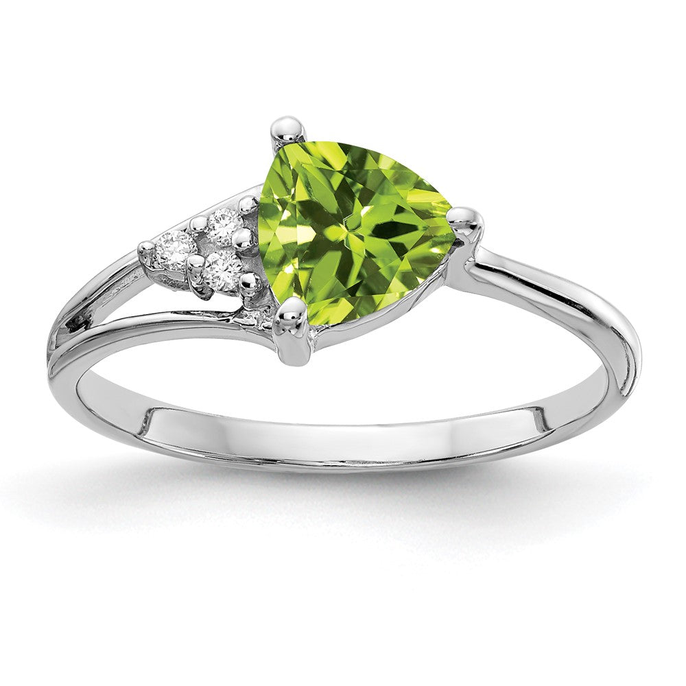 14K Weißgold 6mm Peridot Vs Diamant Ring