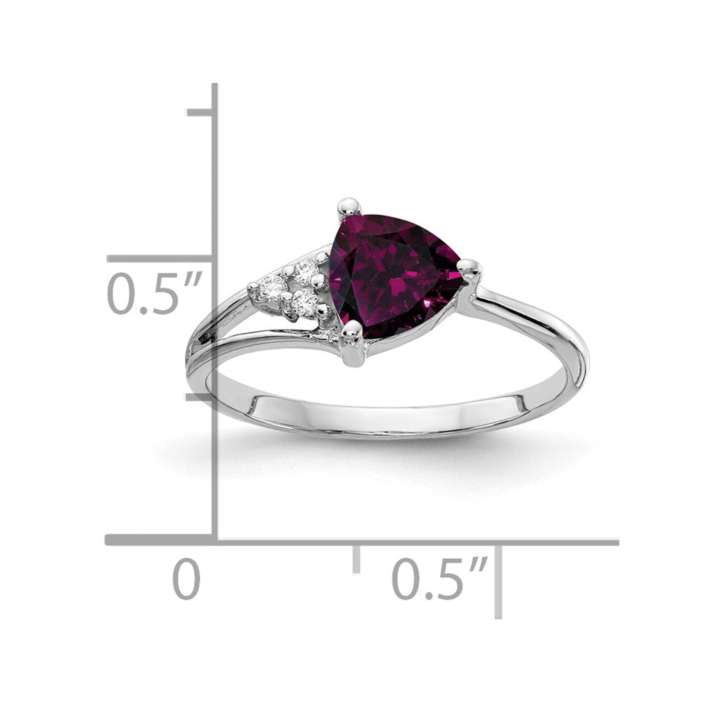 14K Weißgold 6mm Rhodolith Granat Vs Diamant Ring