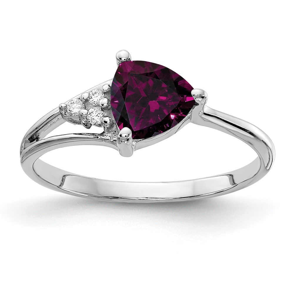 14K Weißgold 6mm Rhodolith Granat Vs Diamant Ring