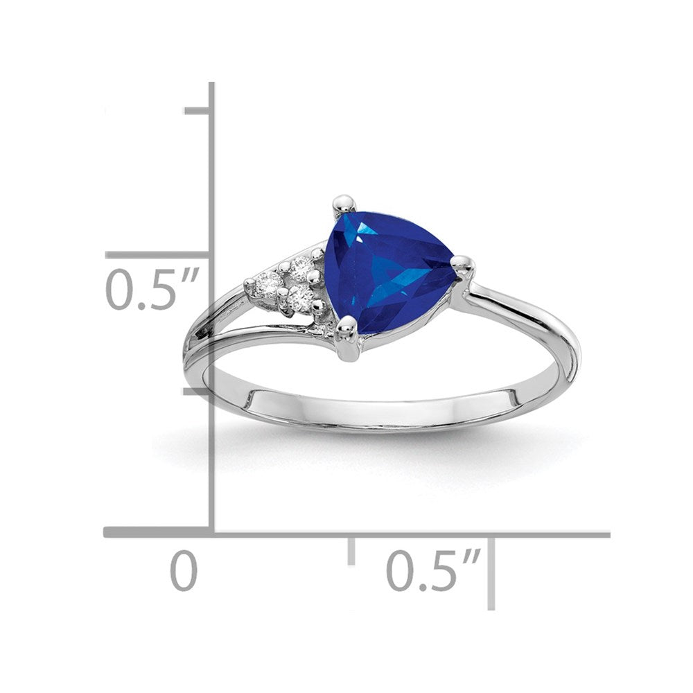 14K Weißgold 6mm Saphir A Diamant Ring