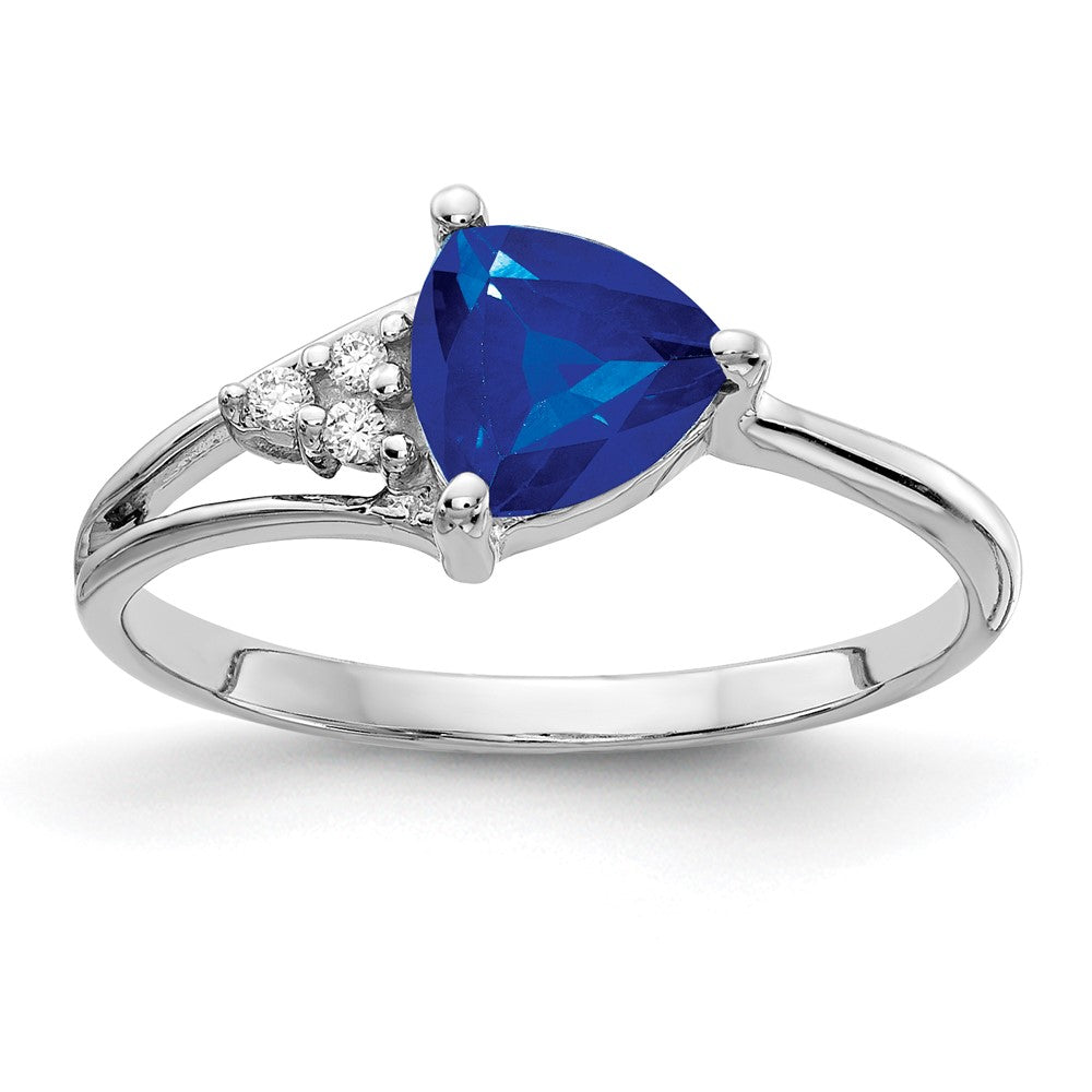 14K Weißgold 6mm Saphir A Diamant Ring