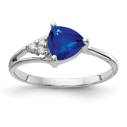 14K Weißgold 6mm Saphir A Diamant Ring
