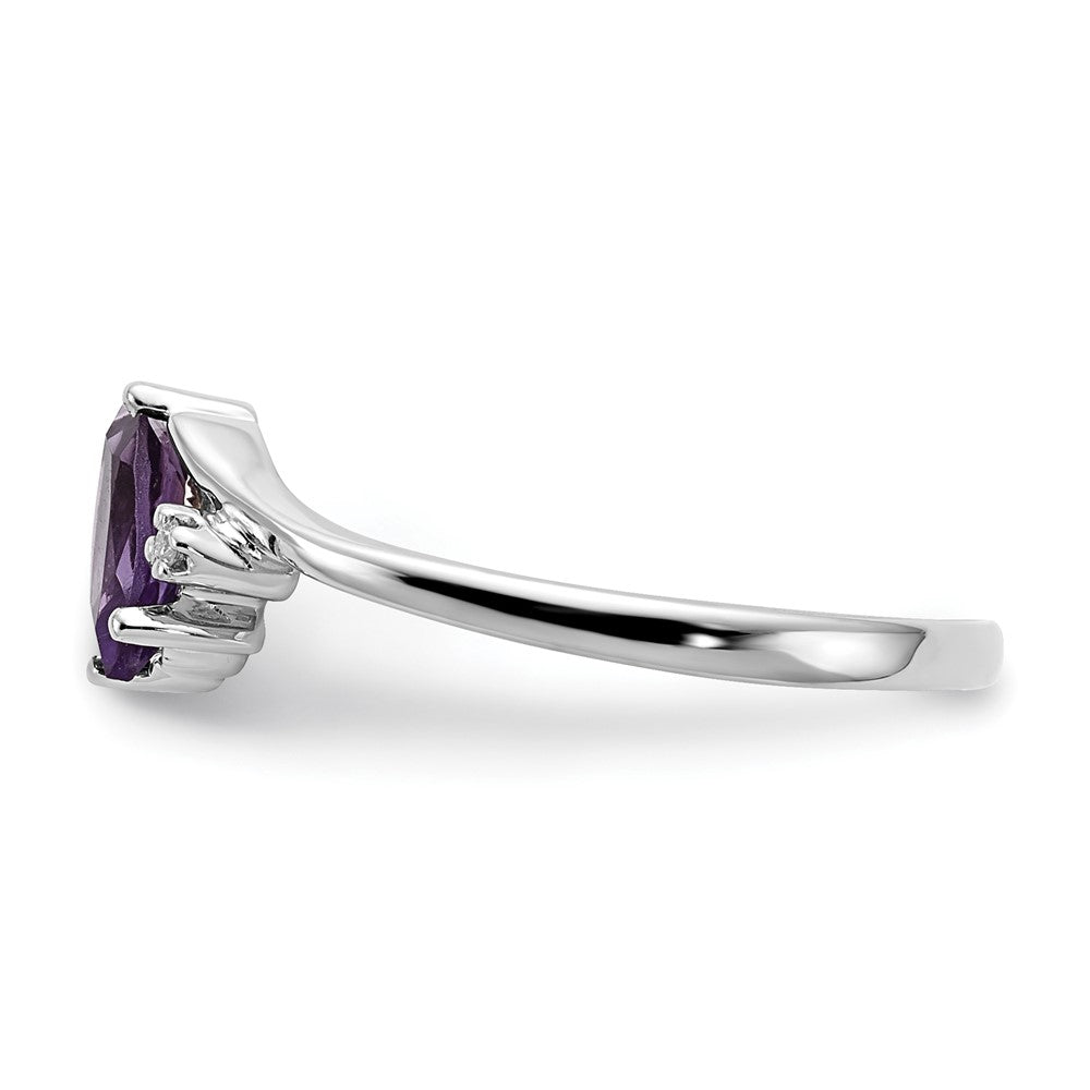 14K Weißgold 7x3.5mm Marquise Amethyst A Diamant Ring