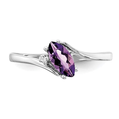 14K Weißgold 7x3.5mm Marquise Amethyst A Diamant Ring