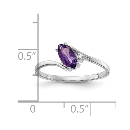 14K Weißgold 7x3.5mm Marquise Amethyst A Diamant Ring