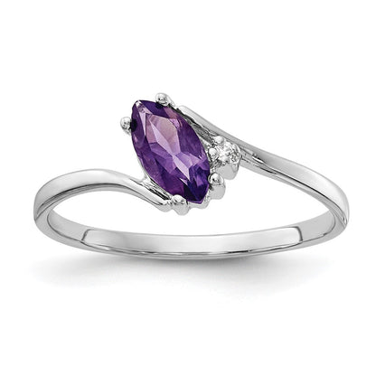 14K Weißgold 7x3.5mm Marquise Amethyst A Diamant Ring